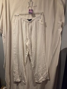 AERO Aeropostale Linen Blend Pull-On Straight Leg Pants XL NWT White/Off-White